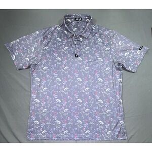 Bad Birdie Polo Shirt Mens 2XL Purple Floral Print Prairie Highlands Golf